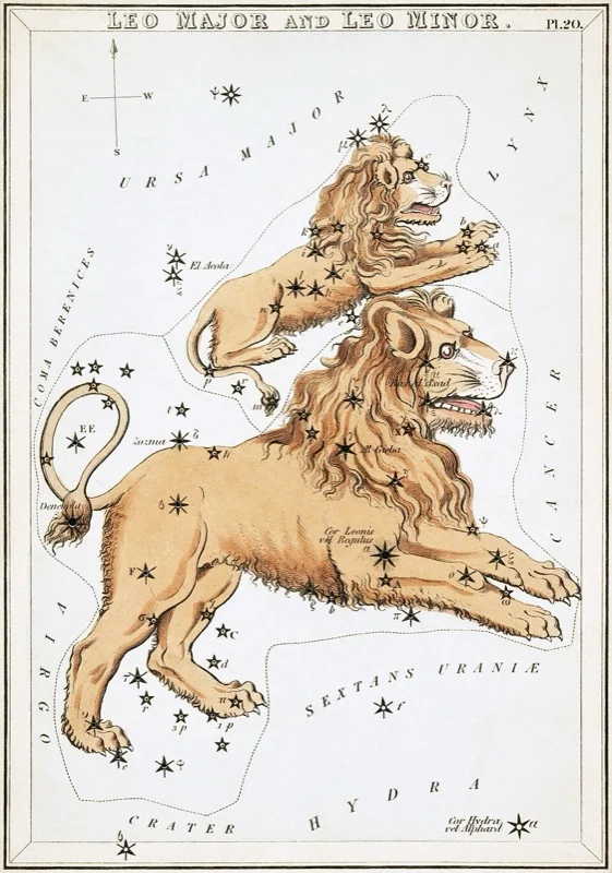 Lev - vintage hviezdna mapa (Sidney Hall, 1825)